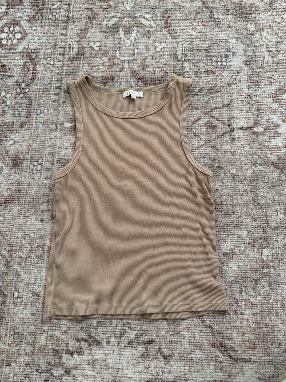 Z Supply Ribbed Tank Top in Taupe Beige